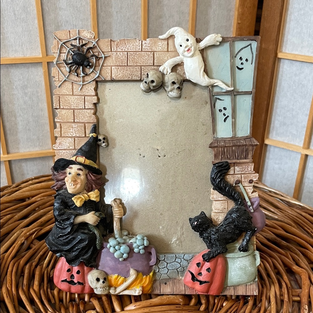 Halloween Witch and Ghost Picture Frame